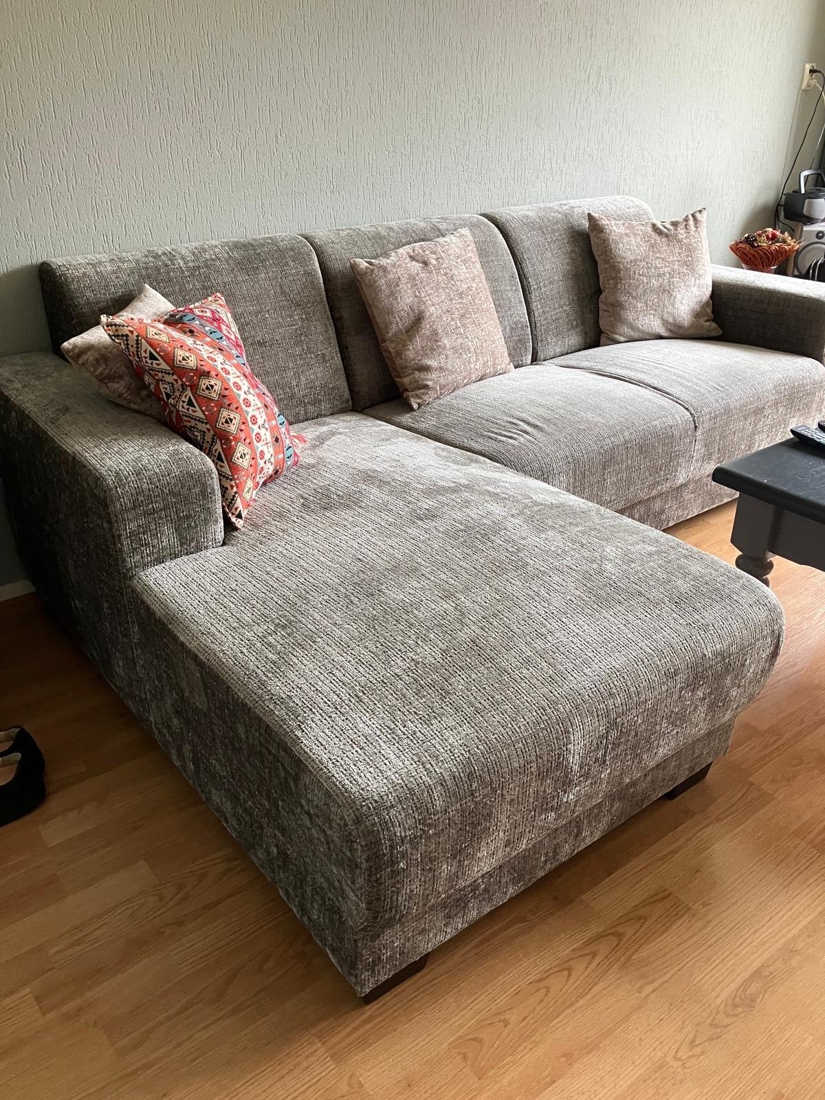 Comfortabele Hoekbank - Grijs/Bruin, Ophalen, 250 tot 300 cm, Hoekbank, Zo goed als nieuw