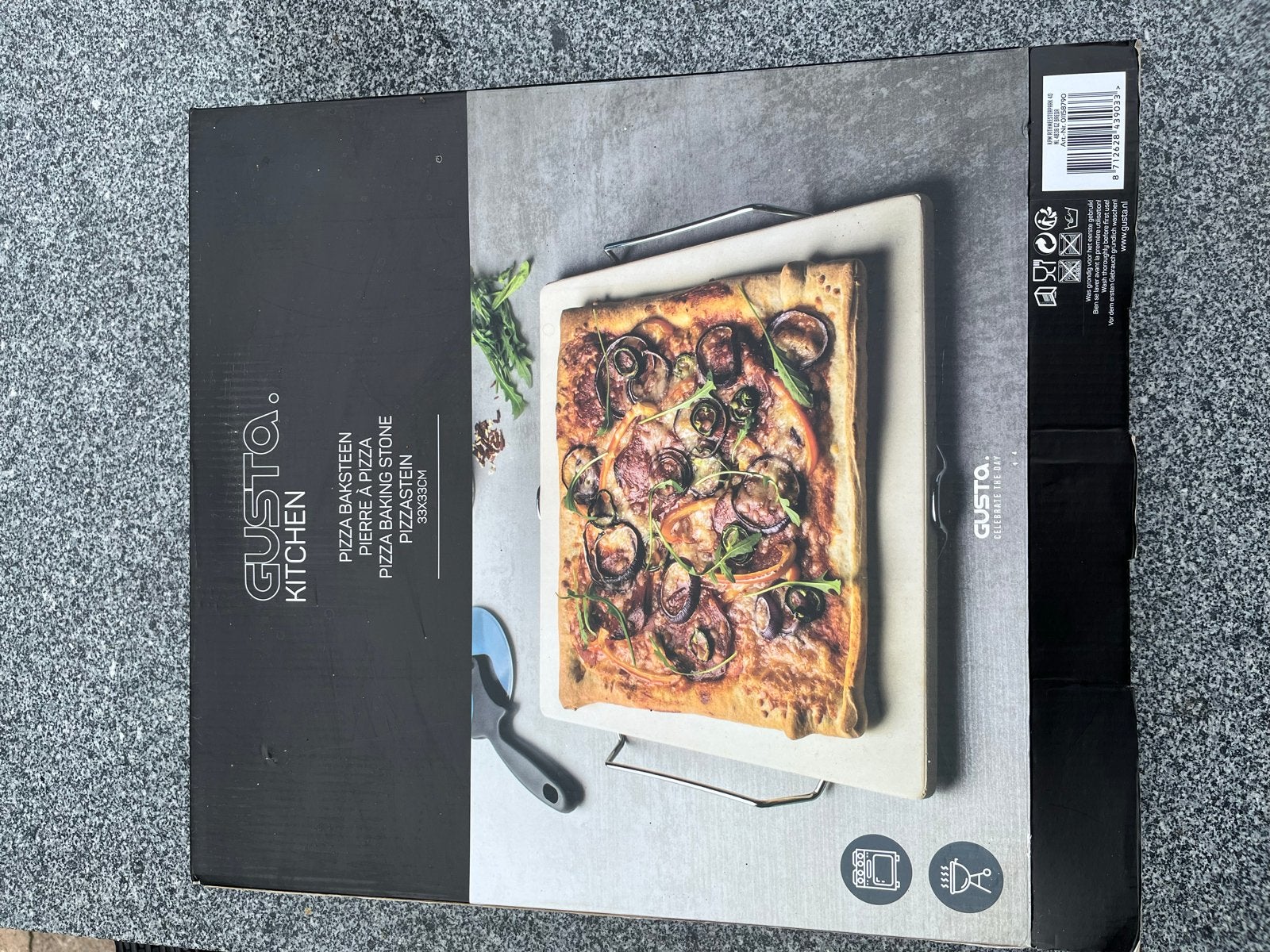 Gusta Kitchen Pizzasteen met Houder - Nieuw in Doos, Minder dan 45 cm, Overige merken, Pizzaoven, Nieuw