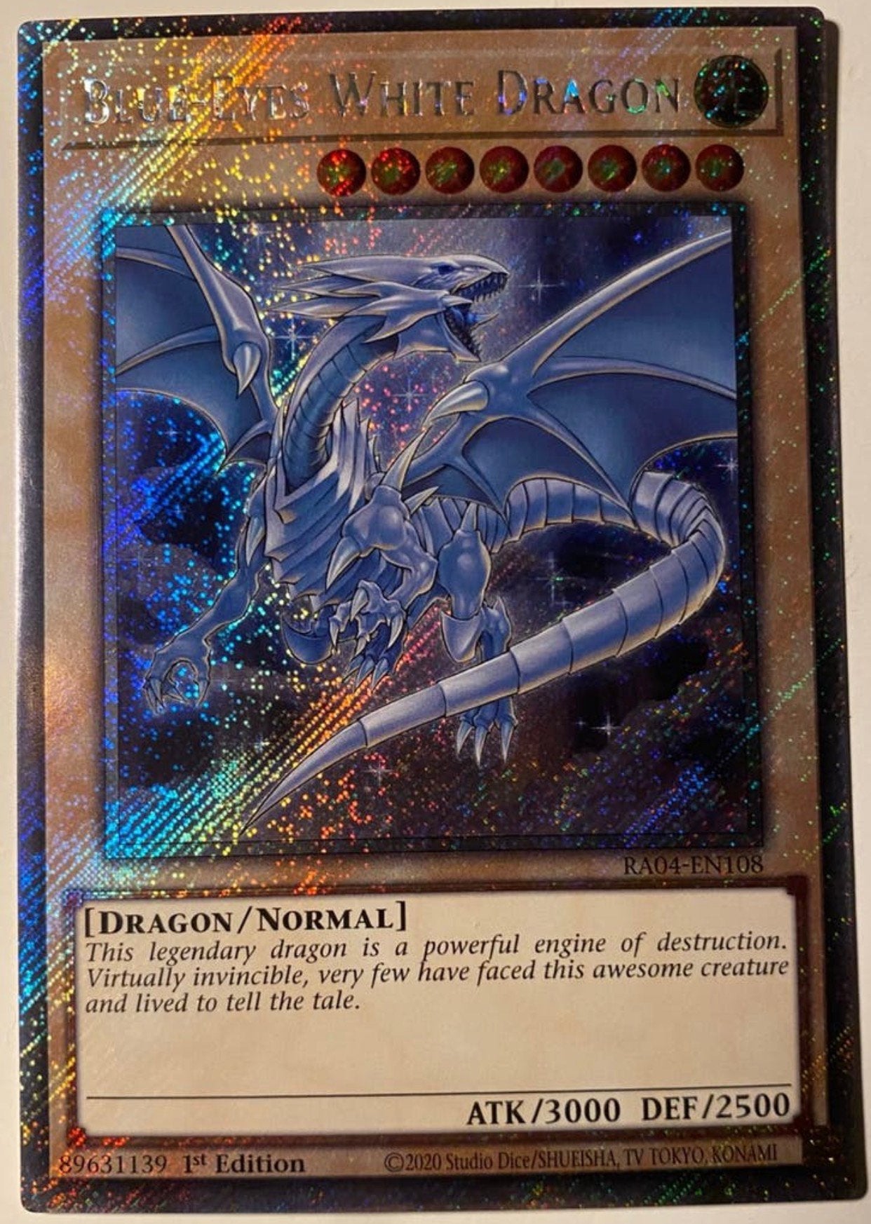 Yu-Gi-Oh! Blue-Eyes White Dragon RA04 1st Edition !, Hobby en Vrije tijd, Verzamelkaartspellen | Yu-gi-Oh!, Ophalen of Verzenden
