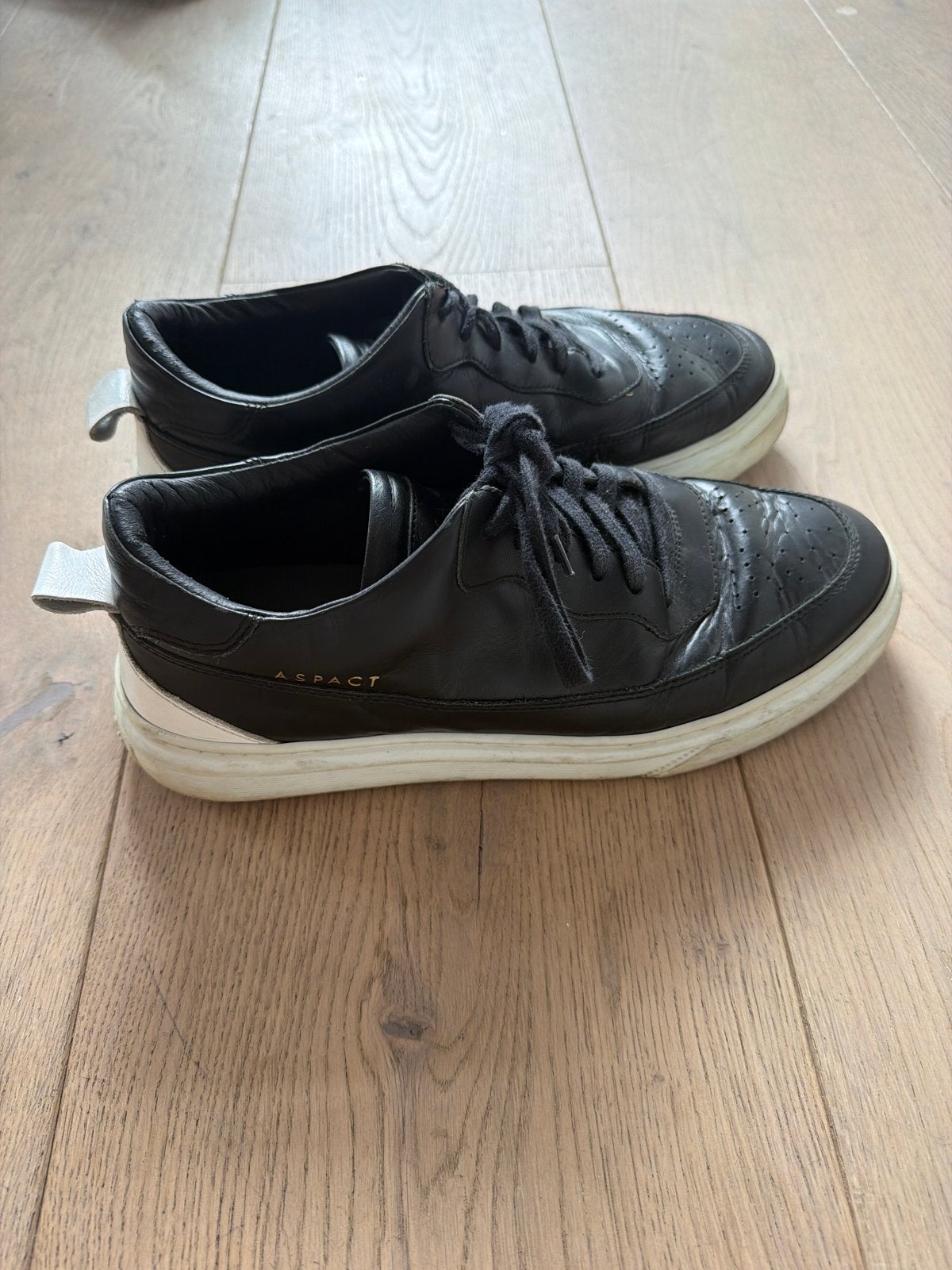 ASPACT Zwarte Leren Sneakers - Maat 41, Kleding | Heren, Ophalen, Gedragen, Zwart, Sneakers of Gympen