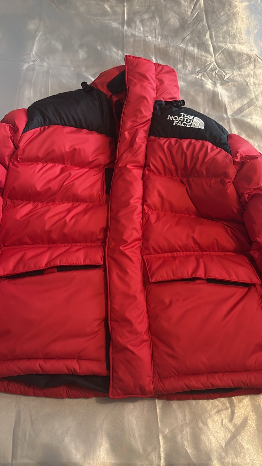 The North Face Puffer Jas Rood Zwart Maat XS, Ophalen, Zo goed als nieuw, Rood, Maat 46 (S) of kleiner