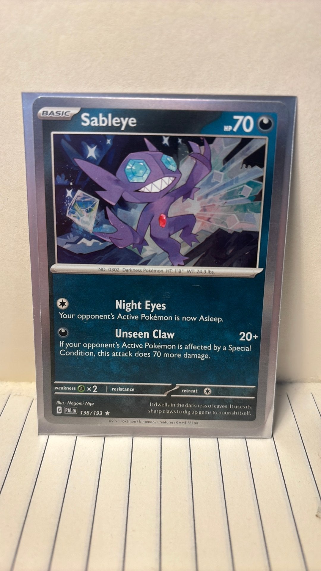 Sableye 136/193 paldea evolved holo pokemon kaart, Ophalen of Verzenden, Nieuw