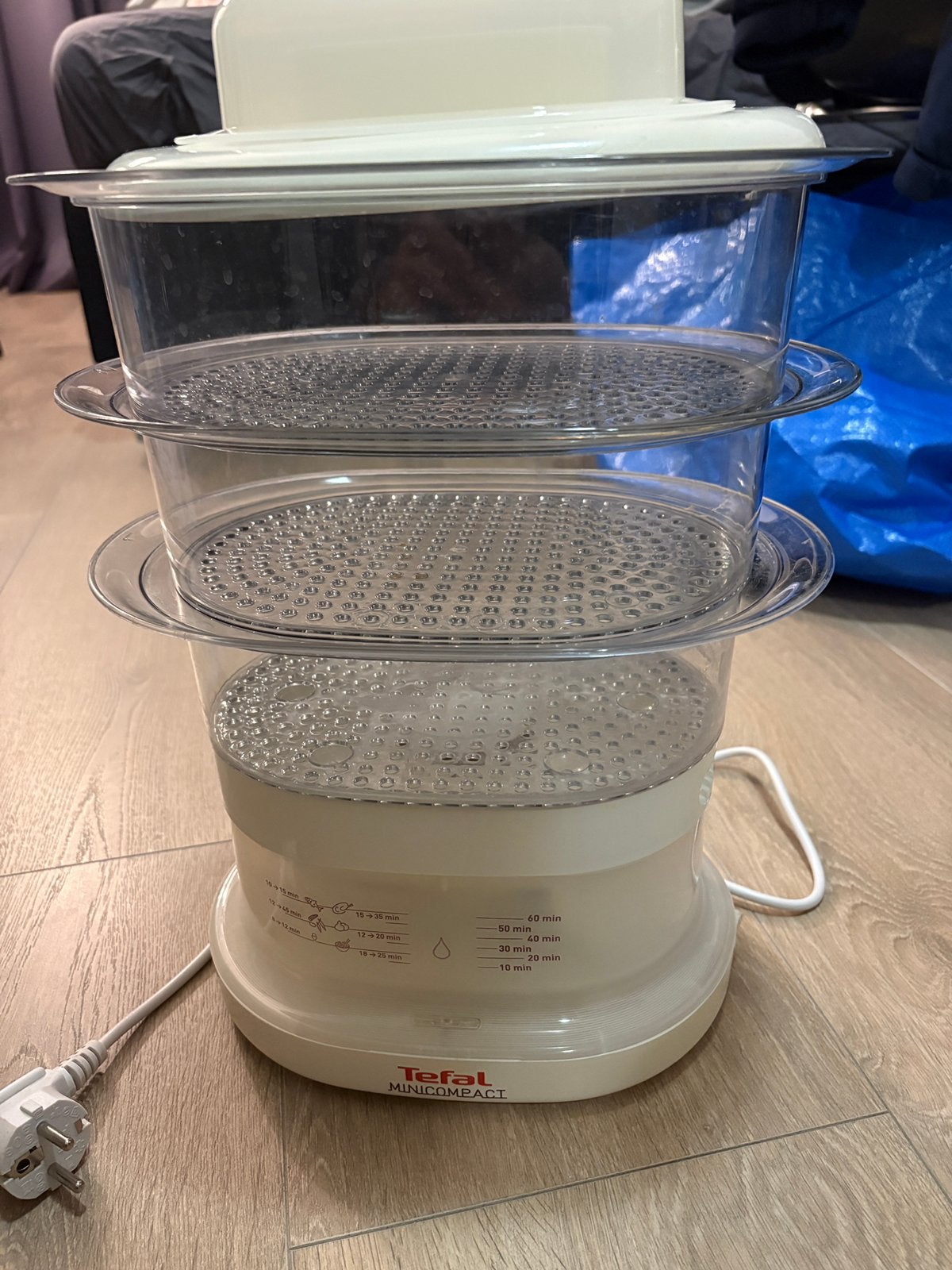Tefal Minicompact elektrische stoomkoker – 3 lagen, Ophalen of Verzenden, Zo goed als nieuw