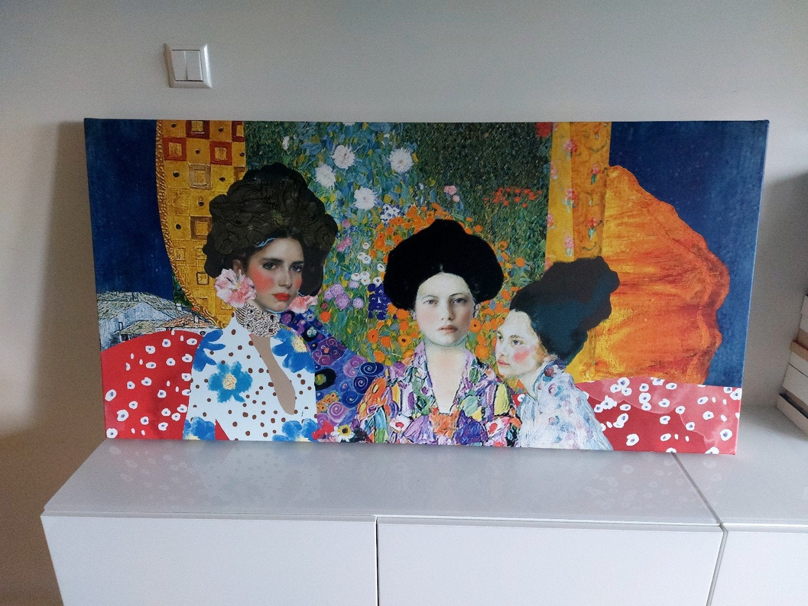 Reproductie Dames van Klimt - Nicole Habets (130x65 cm), Ophalen, 50 – 75, 125 cm of meer, Print