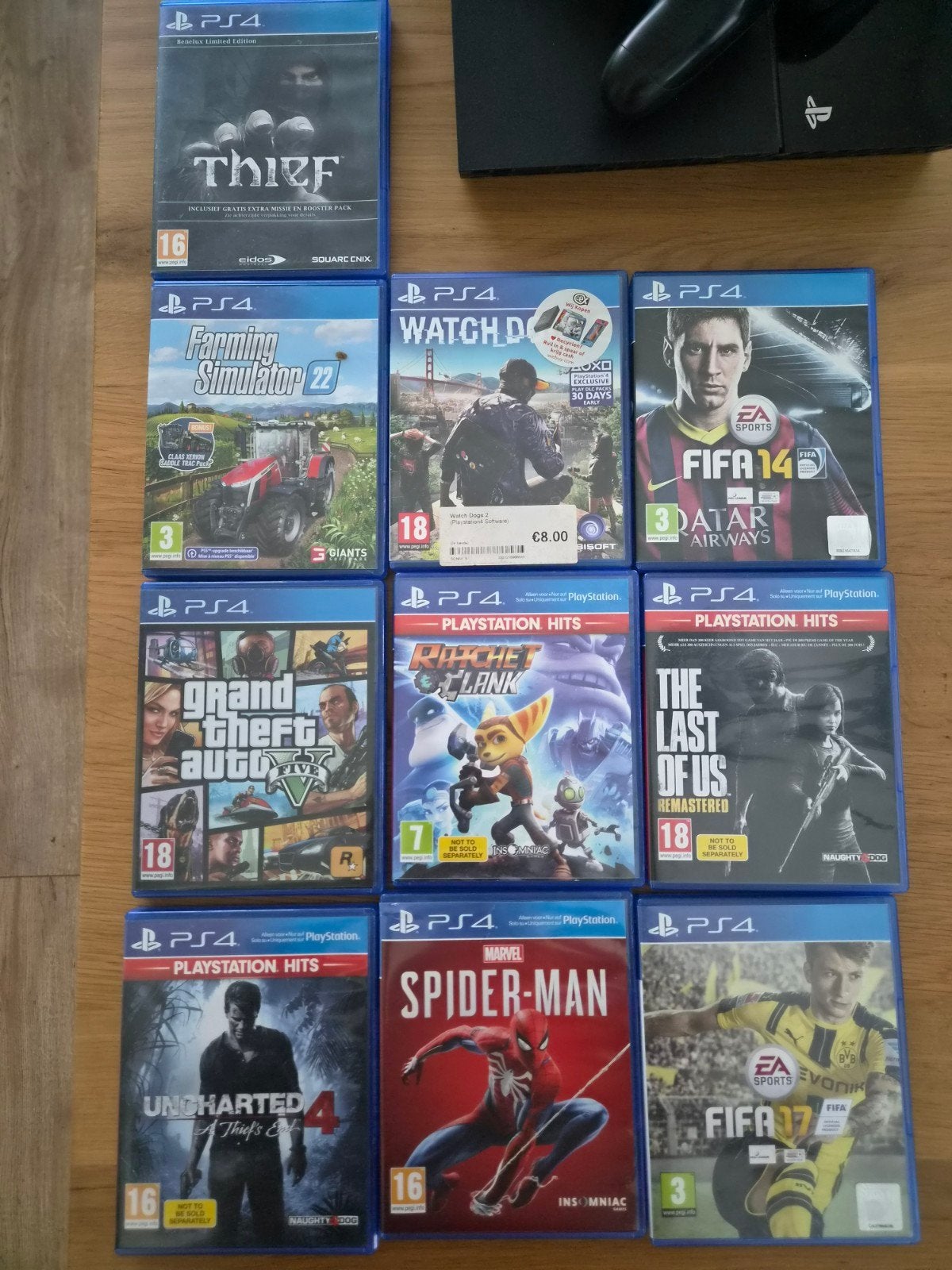 PlayStation 4 (PS4) met 2 controllers en 9 games, Met 2 controllers, Ophalen of Verzenden, Original, 500 GB