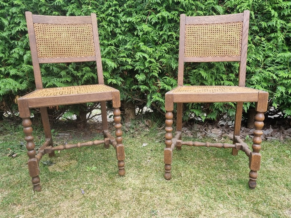 Oude keukenstoelen eikenhout met rotan, Antiek en Kunst, Antiek | Meubels | Stoelen en Banken, Ophalen
