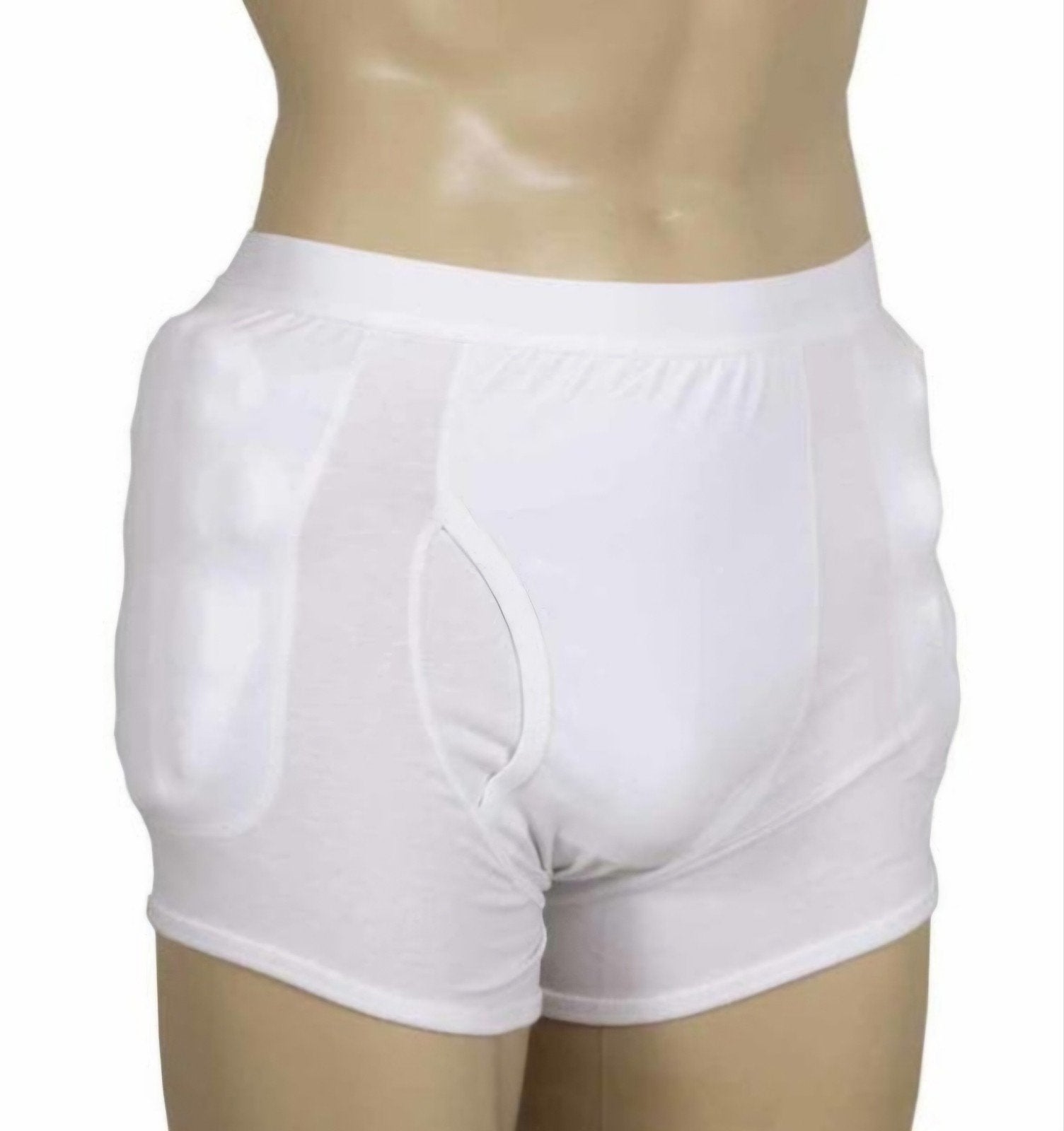 Heupbeschermende heren onderbroek met 2 hipshields L, Ophalen of Verzenden, Wit, Boxer