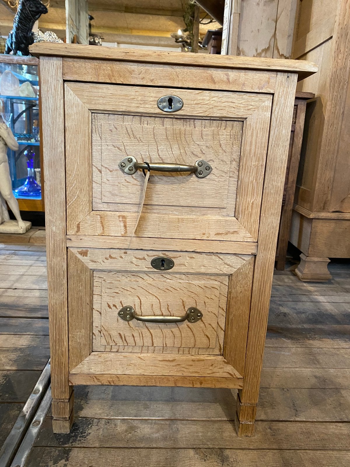 Landelijke Frans eiken ladekast archiefkast kast, Ophalen, Gebruikt, 50 tot 100 cm, Landelijk