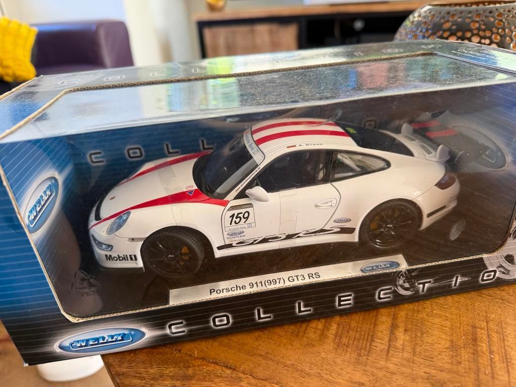 Welly 1/18 Porsche 911 GT3 RS - Nieuw in doos, G, Ophalen of Verzenden, Zo goed als nieuw, Welly