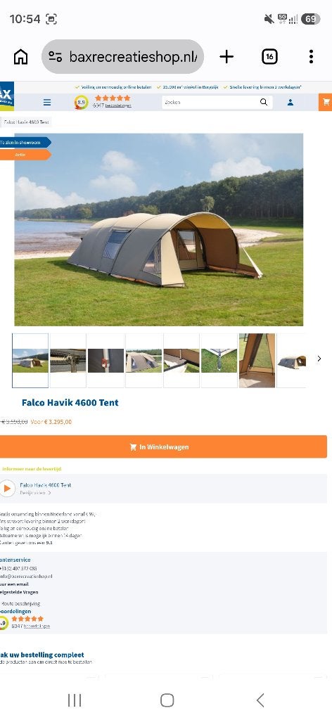 Falco Havik 4600 Familietent  Nieuwstaat 6 persoons, Ophalen, Zo goed als nieuw, Tot en met 6