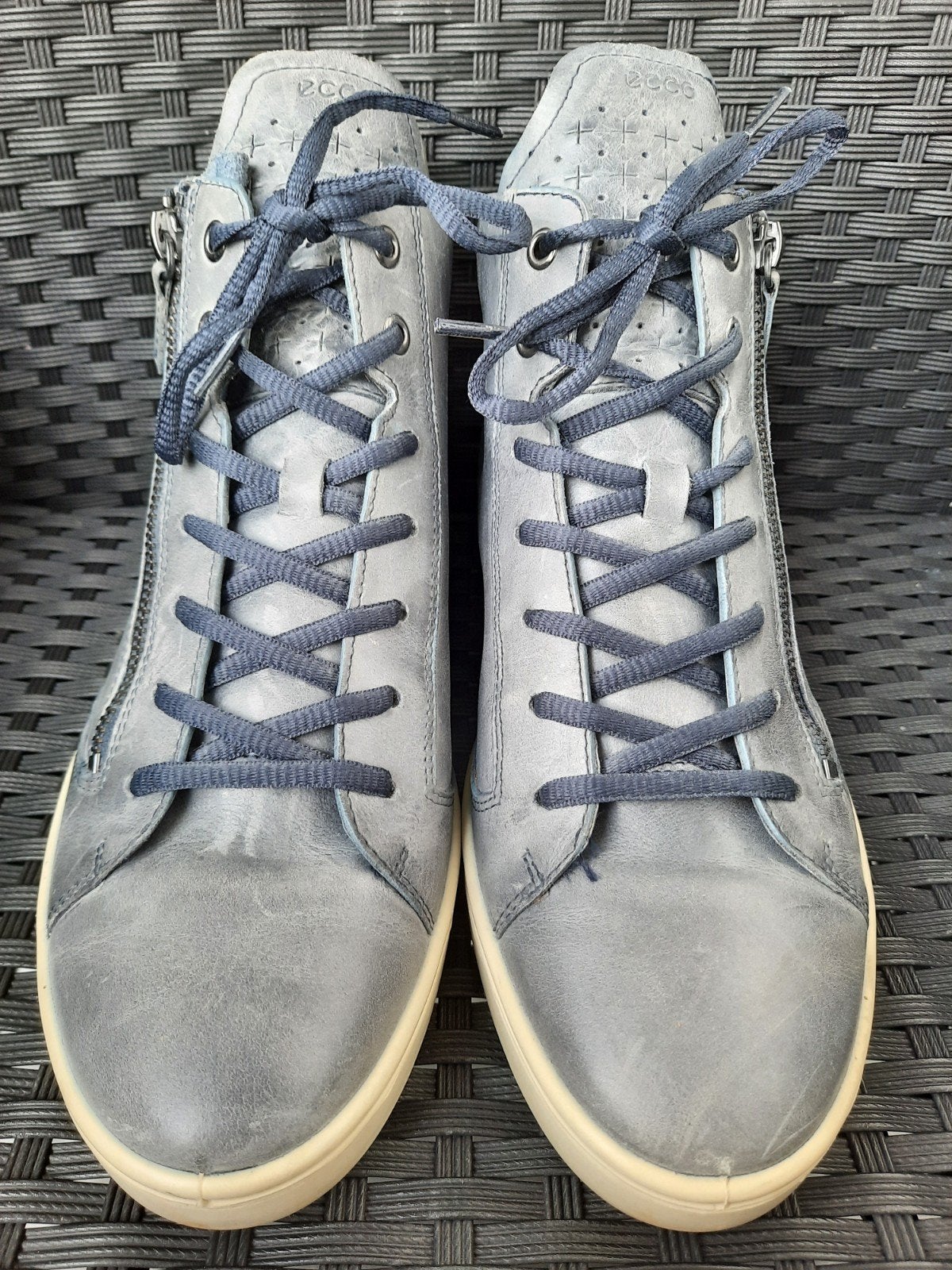 ECCO hoge dames sneakers maat 41- blauw/grijs leer, Ecco, Blauw, Ophalen of Verzenden, Sneakers of Gympen