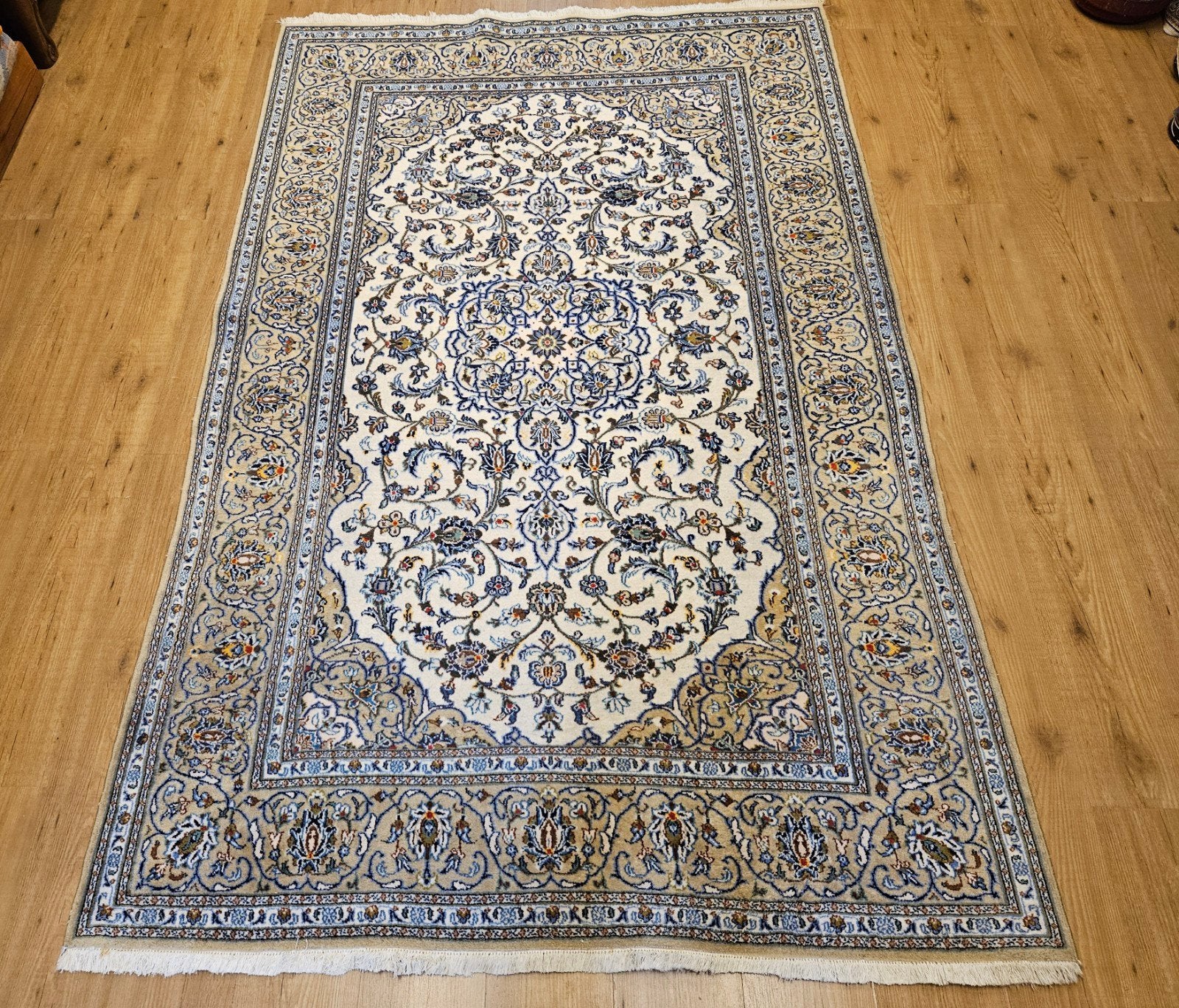 Vintage handgeknoopt perzisch tapijt kashan 246x156