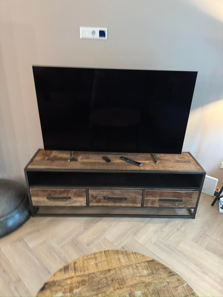 Mango houten tv meubel, Huis en Inrichting, Kasten | Televisiemeubels, Ophalen, 100 tot 150 cm, Zo goed als nieuw, Minder dan 100 cm