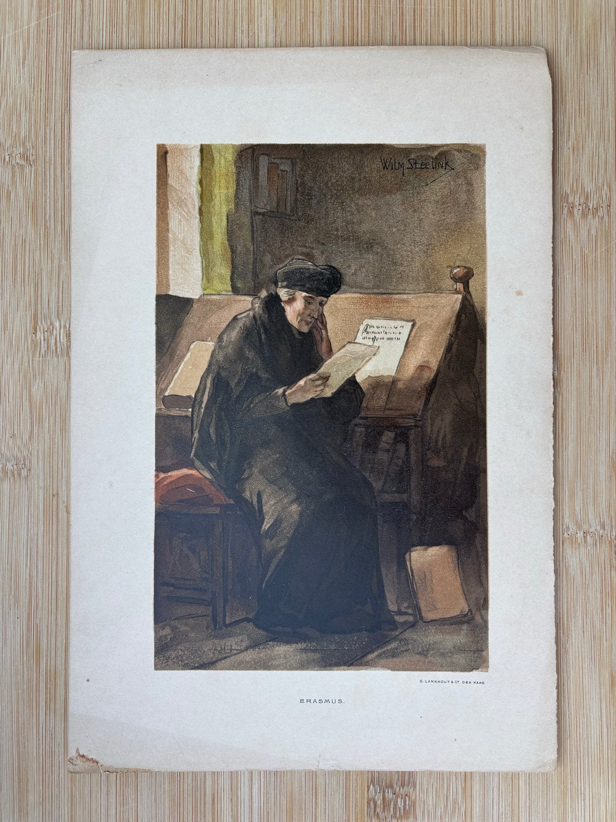 Antieke prent Erasmus door Wilm Steelink, Antiek en Kunst, Ophalen of Verzenden