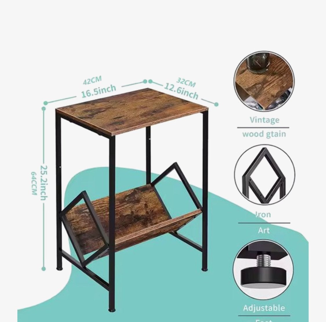 Platenspeler Meubel met Vinyl Opslag - Vintage Hout & Metaal, 50 – 75, Nieuw, Ophalen of Verzenden, Sera@live.nl