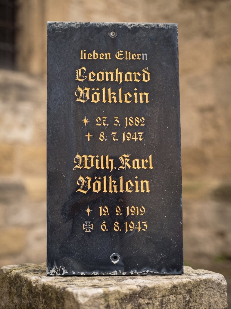 Antieke zwart goud natuursteen Duitse (graf) plaat plaquette, Ophalen of Verzenden