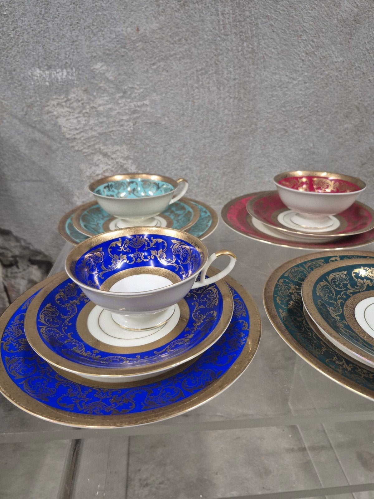 vintage Alka Bavaria koffie- theeservies trio's goud kleur, Ophalen