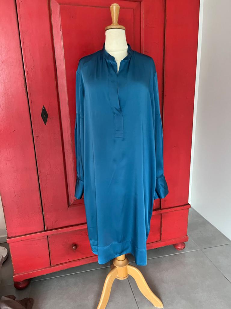 Rosso35 zijde jurk 42, Ophalen of Verzenden, Maat 42/44 (L), Blauw, Onder de knie