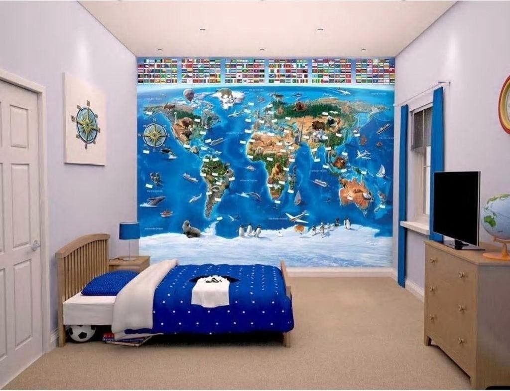 Wereldkaart Poster Behang Walltastic - VAN 75,- VOOR 39,-!, Ophalen of Verzenden, 5 tot 10 m², Nvt, Walltastic