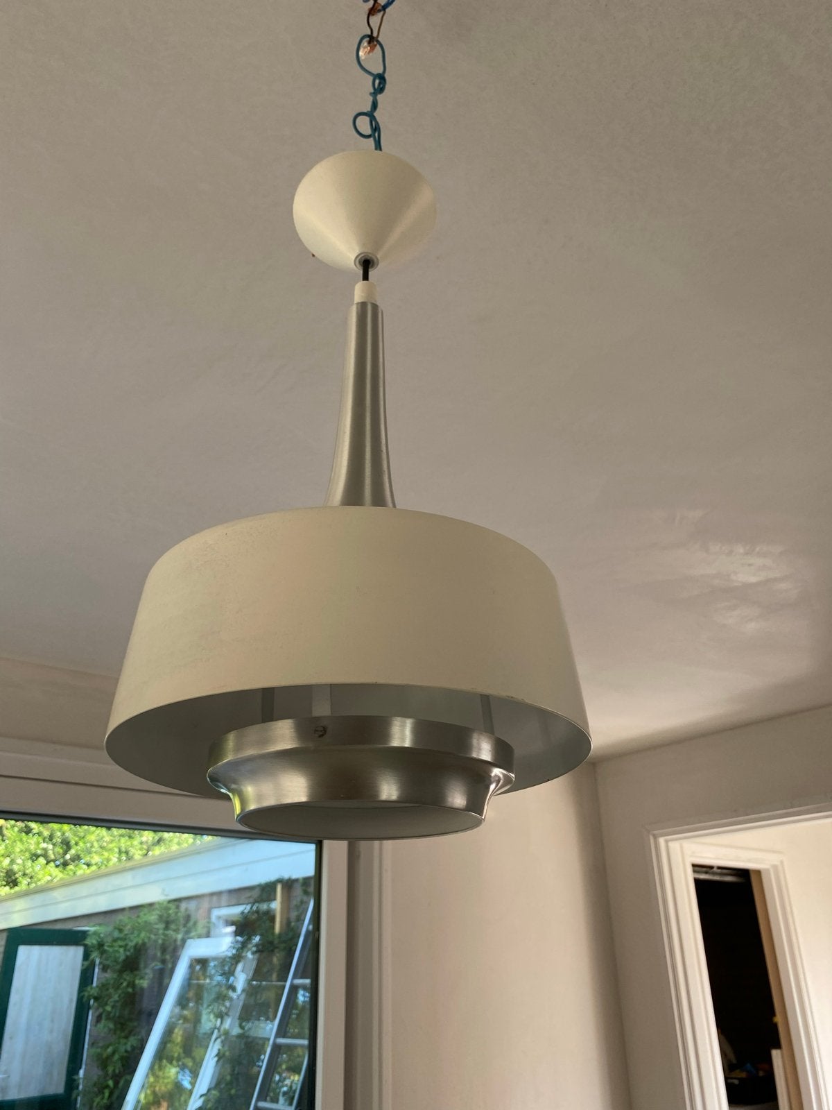 Vintage Phillips Hanglamp - Louis Kalff, Ophalen, Gebruikt, Kunststof, E27 (groot)