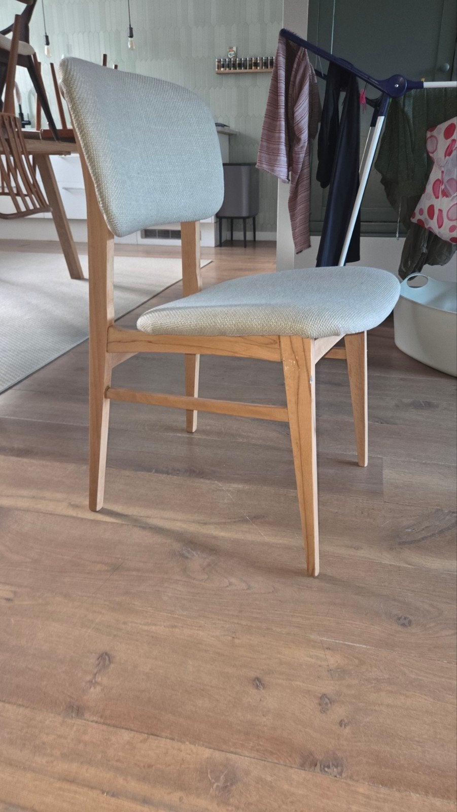 4 stuks Mid-Century Modern eetkamerstoelen, Ophalen, Gebruikt, Mid-Century Modern, Vier