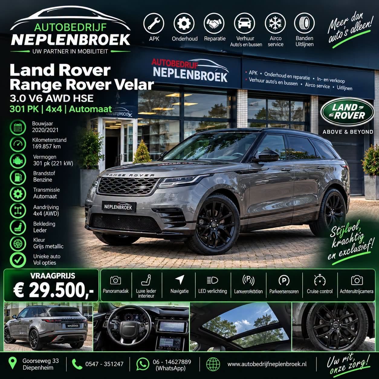 Land Rover Range Rover Velar 3.0 V6 AWD HSE 301PK 4x4 Dealer, Auto's, Automaat, Dealer onderhouden, Gebruikt, 2993 cc