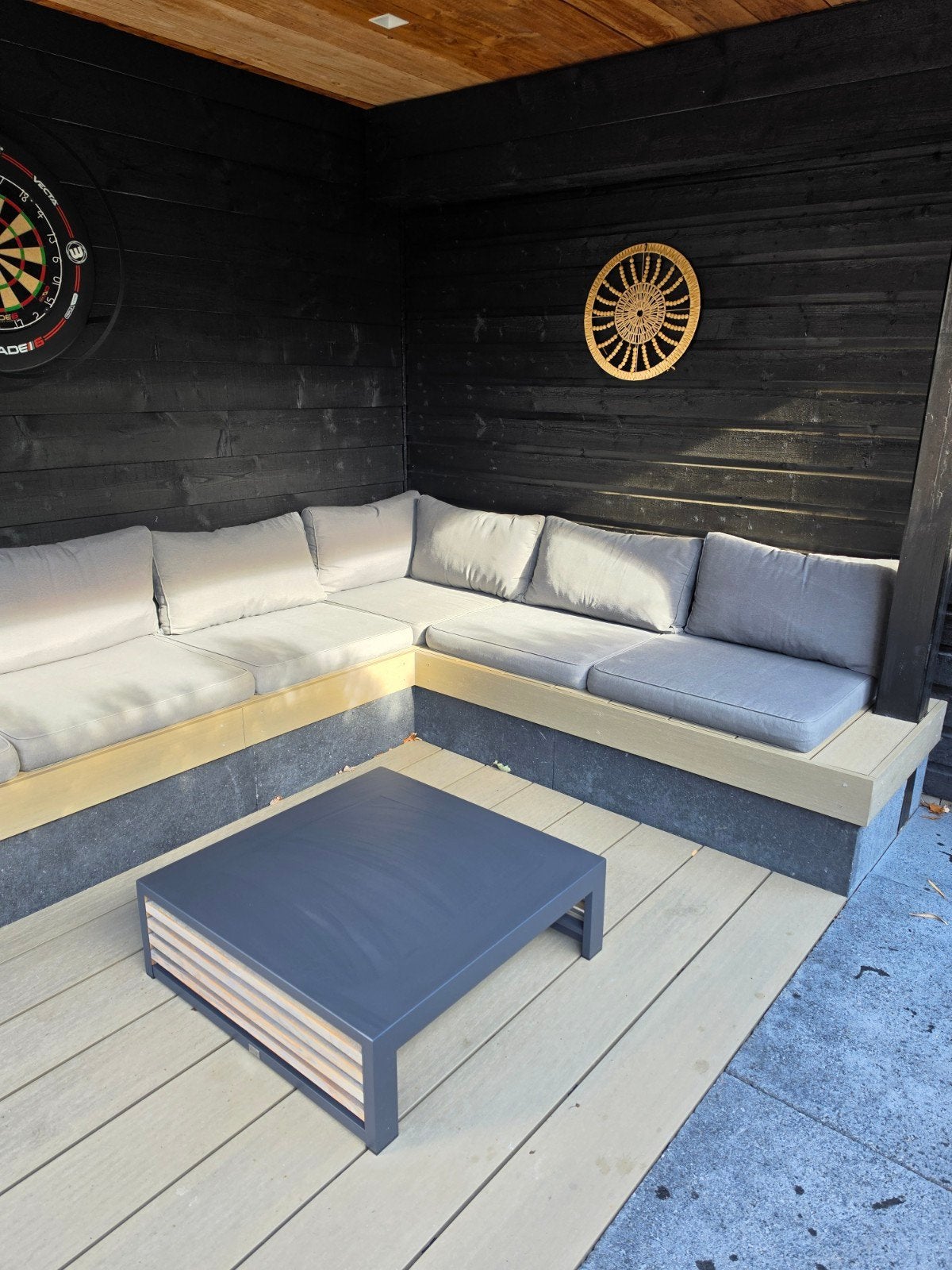 Grijze loungekussens set (7 zit, 8 rug) 72x72/72x40, Ophalen, Gebruikt