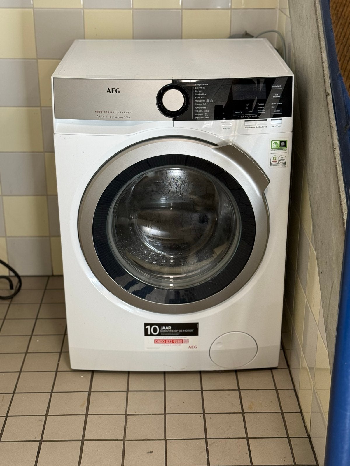 AEG 8000 Serie Lavamat ÖKOMix 9kg Wasmachine (staat benden), Ophalen, Gebruikt, 8 tot 10 kg, 1600 toeren of meer