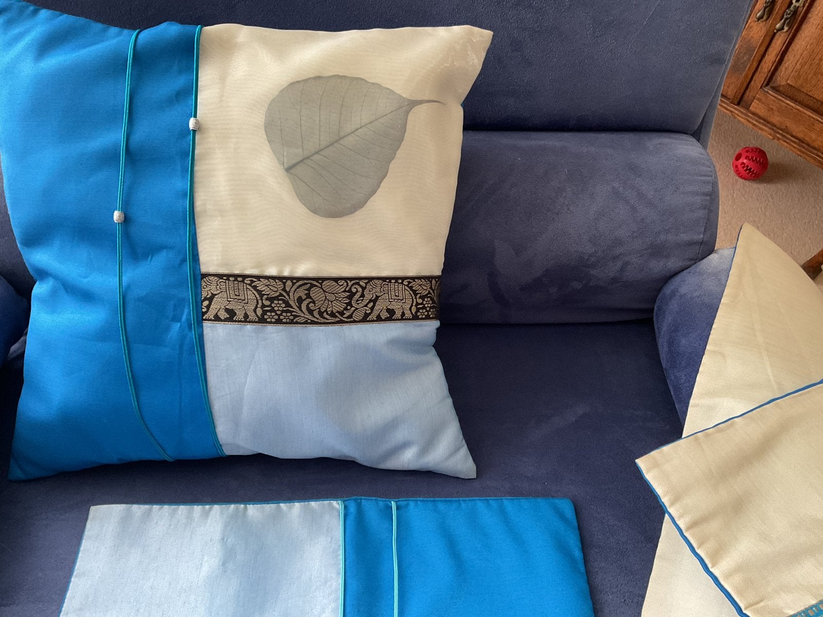 Unieke zijden kussenslopen uit Singapore (4 stuks), Overige merken, Blauw, Nieuw, Ophalen of Verzenden