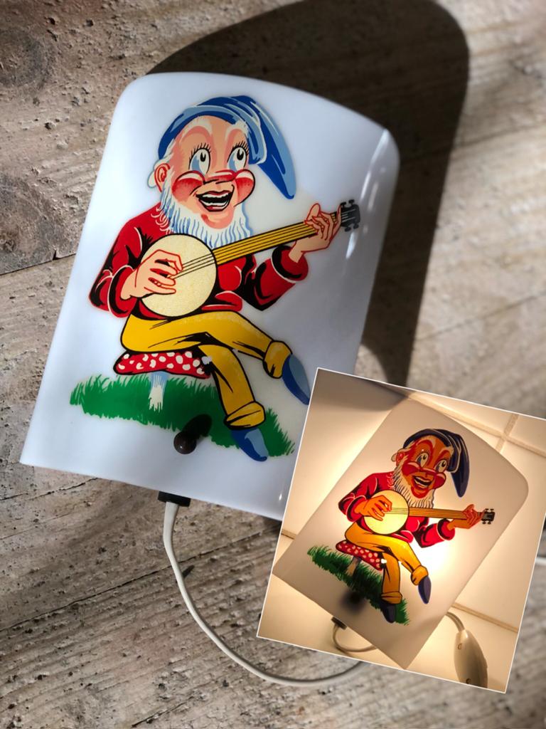 Vintage wandlampje bedlampje kinderlampje kabouter, Ophalen, Zo goed als nieuw, Onbekend, Onbekend