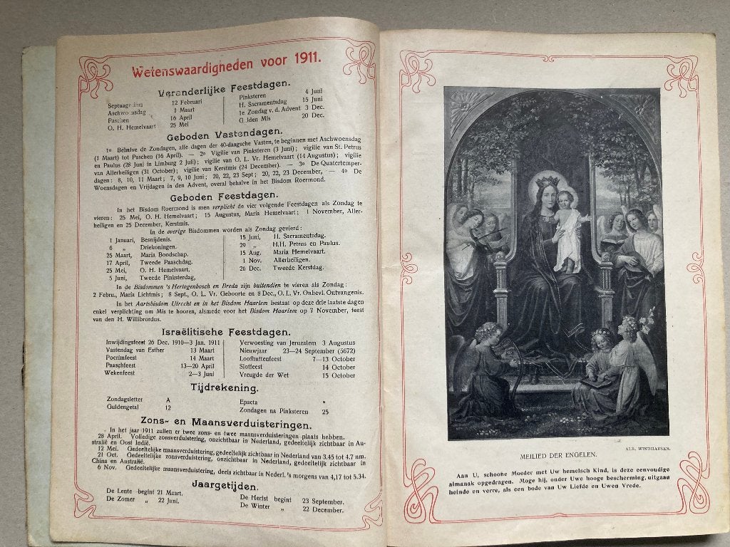 Almanak van O. L. Vrouw van het Heilig Hart 1911 en 1917, Ophalen of Verzenden, Gelezen