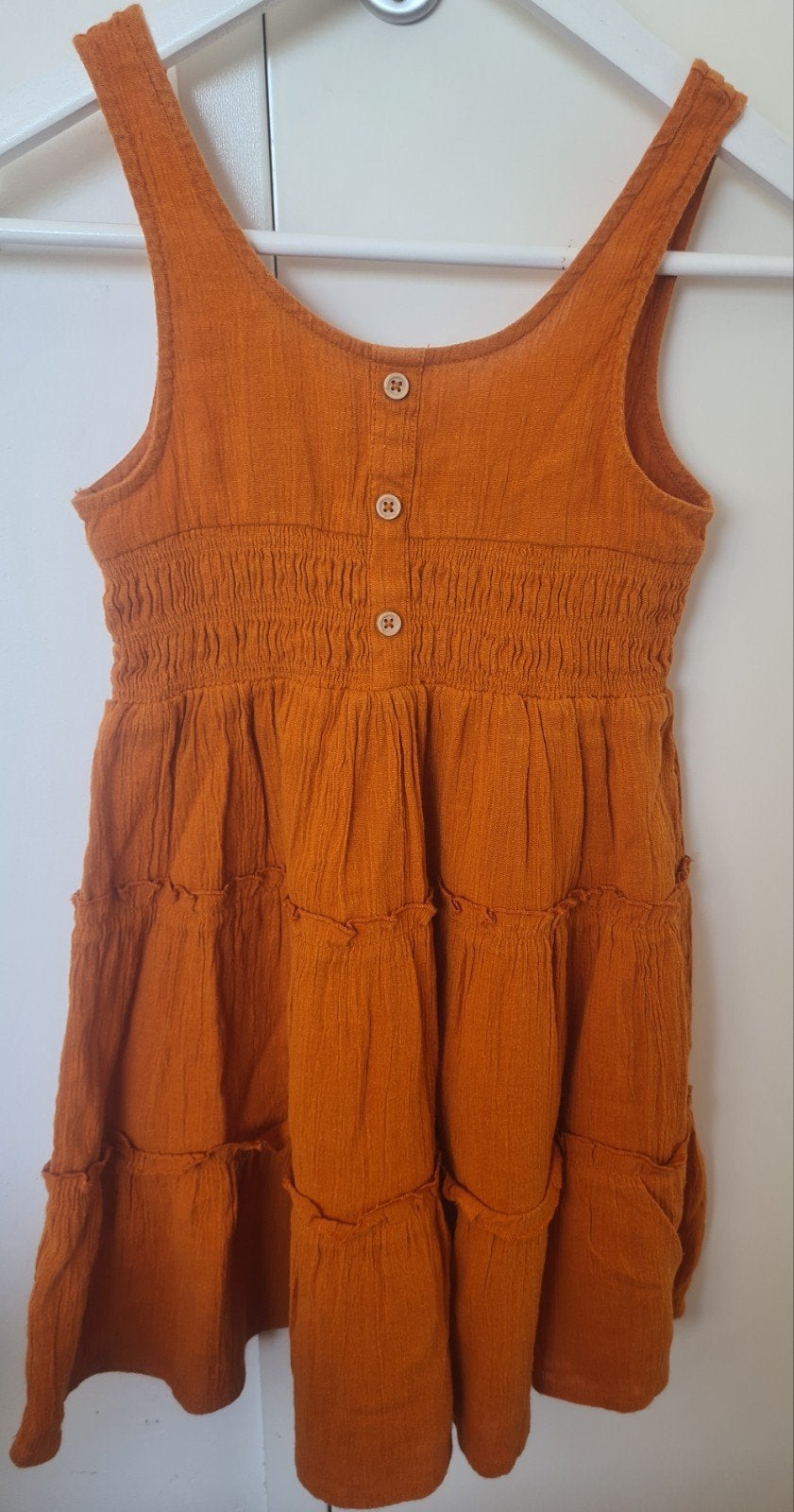 Zara jurk van linnen met panelen. Terracotta, maat 116., Ophalen of Verzenden, Meisje, Jurk of Rok