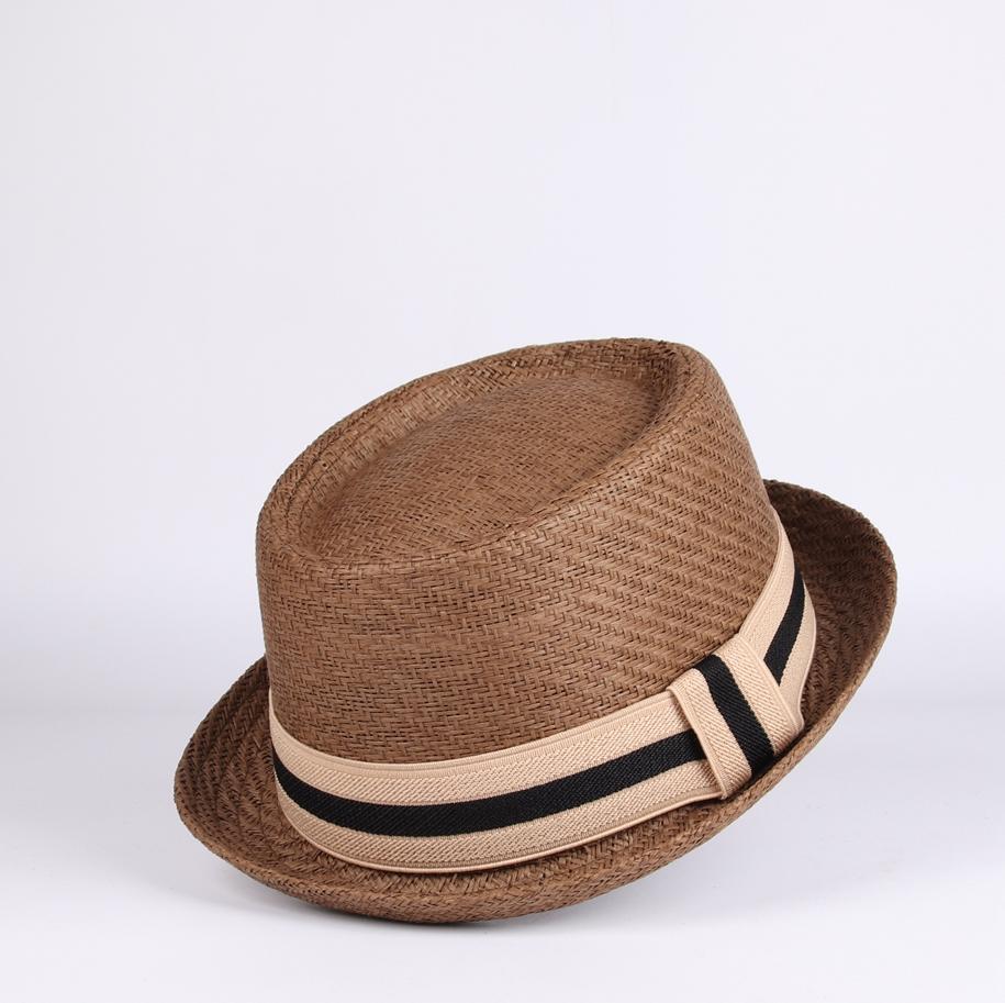Bruine stro pork pie hoed / heren dames zomer strand bowler, Kleding | Heren, Hoeden en Petten, Verzenden, Nieuw, Hoed