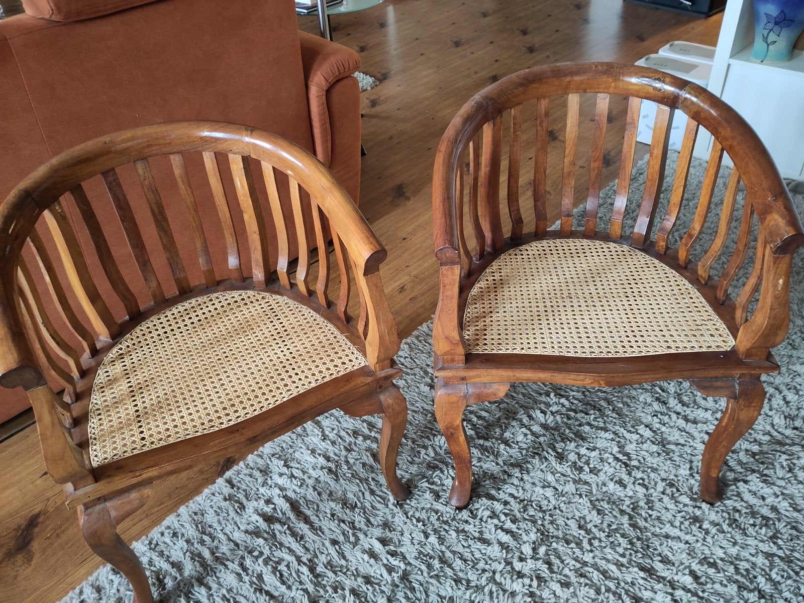 Set van twee vintage stoelen, Ophalen, Gebruikt, Twee, Bruin