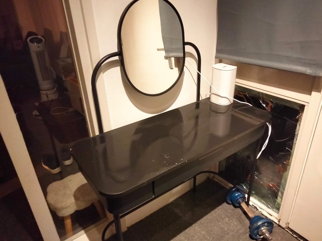 Zwarte kaptafel met spiegel, 100 tot 150 cm, Metaal of Aluminium, 100 tot 150 cm, Ophalen of Verzenden