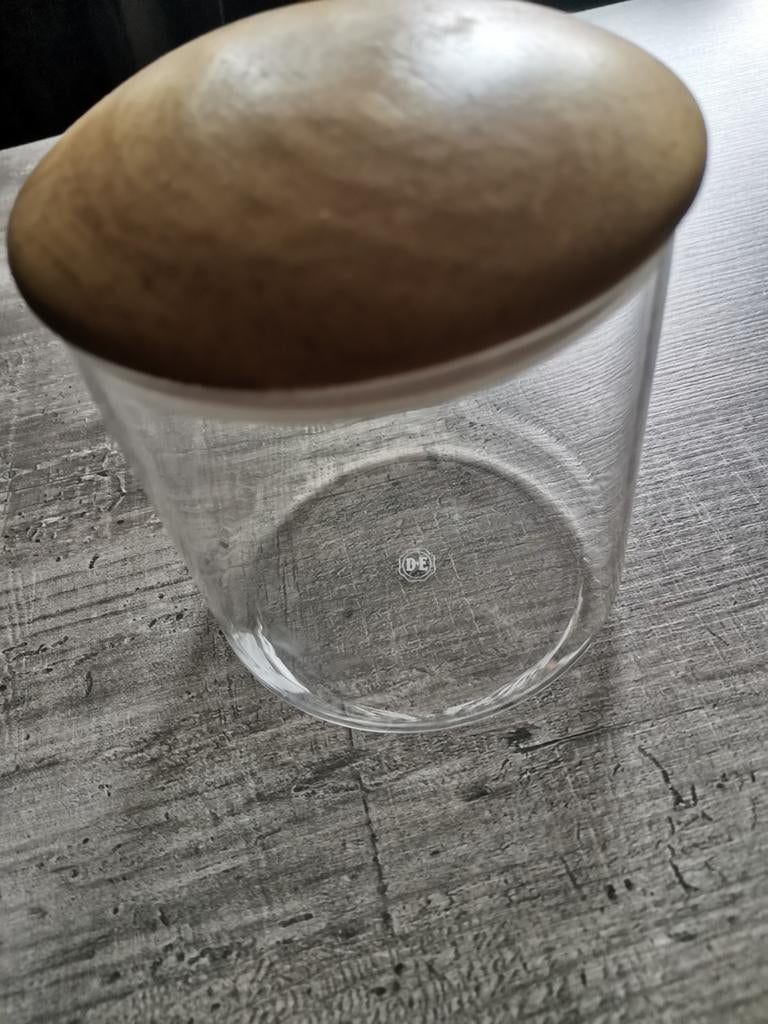 Douwe Egberts voorraadpot met houten deksel, Huis en Inrichting, Ophalen of Verzenden, Gebruikt