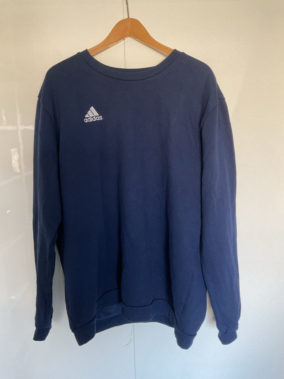 Adidas sweater donkerblauw, Ophalen of Verzenden, Gedragen, Maat 52/54 (L), Blauw