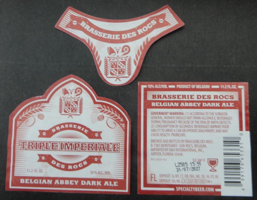 Bieretiket Triple Imperiale Brouwerij Des Rock (12w7), Verzenden, Gebruikt, Overige typen, Overige merken
