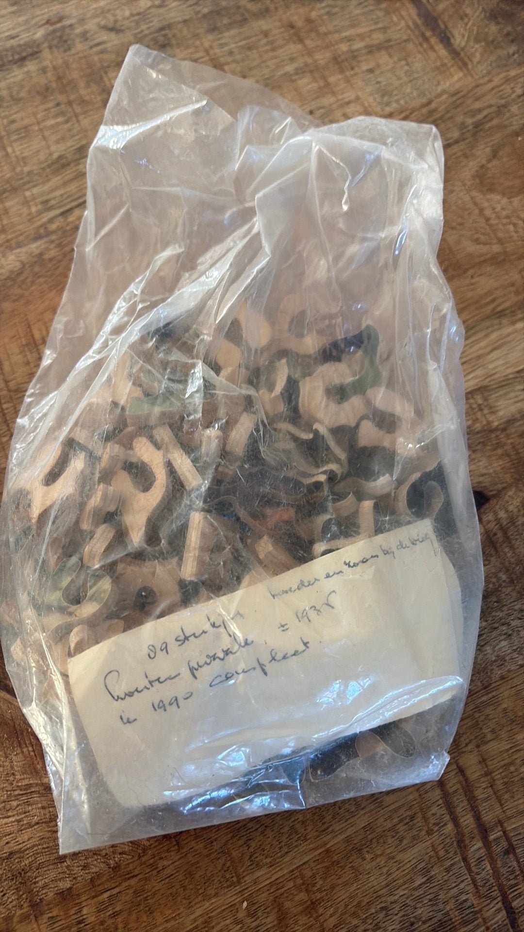 Houten puzzels in zak 3 stuks, Verzenden, Gebruikt