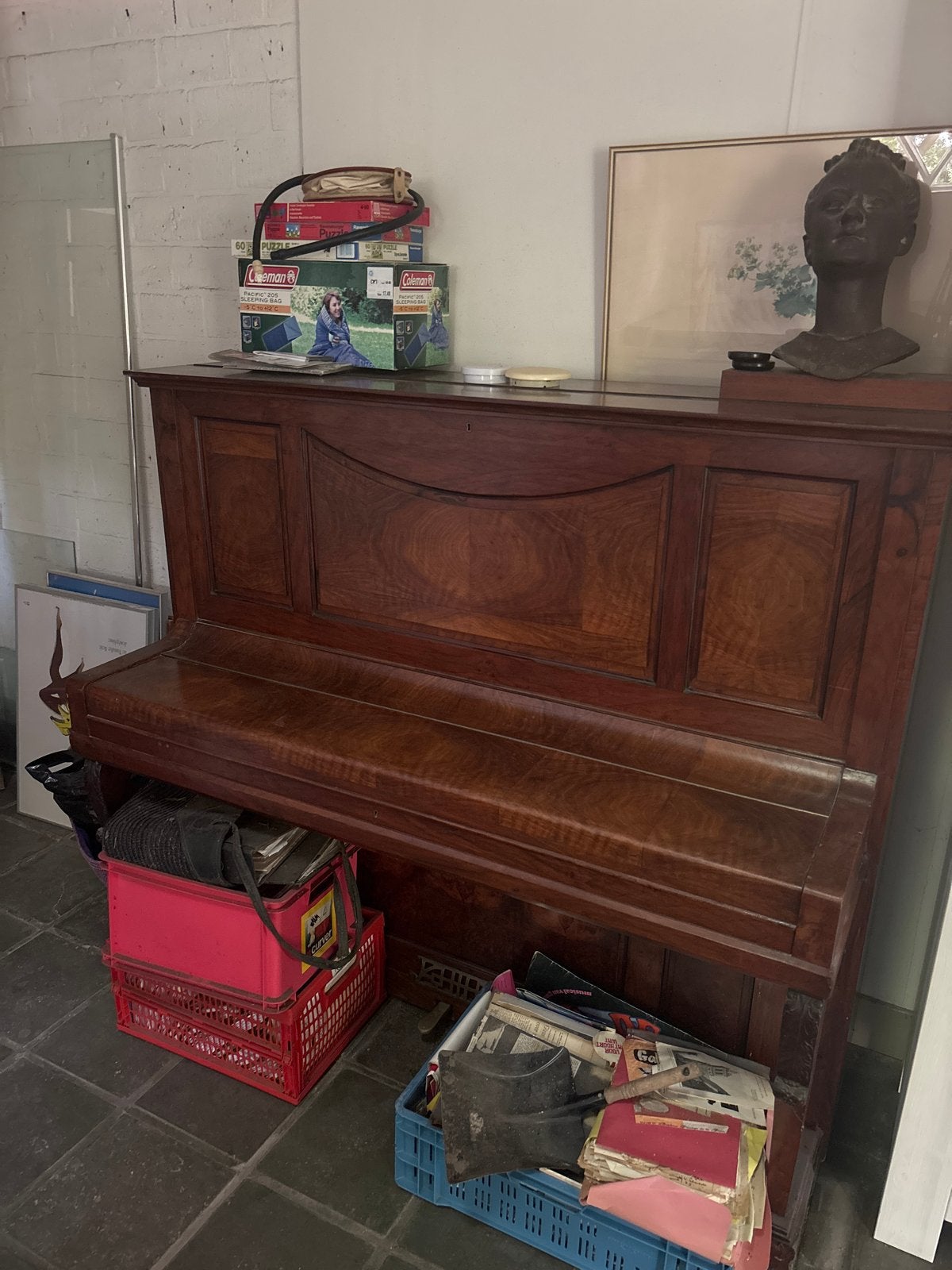 Gratis! Zsm ophalen. Antieke piano - G. Stamerjohann Berlin, Ophalen of Verzenden, Gebruikt, Bruin, Piano