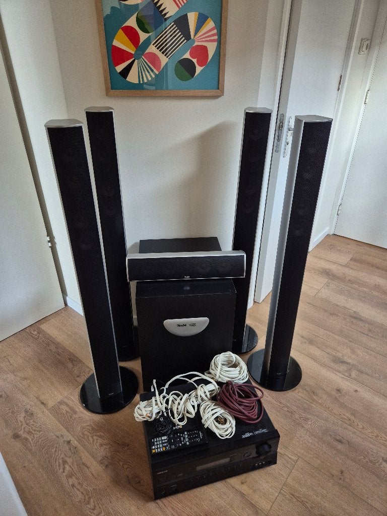 Teufel 5.1 surround set + Onkyo TX-SR608 + THX subwoofer, Gebruikt, 70 watt of meer, 5.1-systeem, Overige spelers