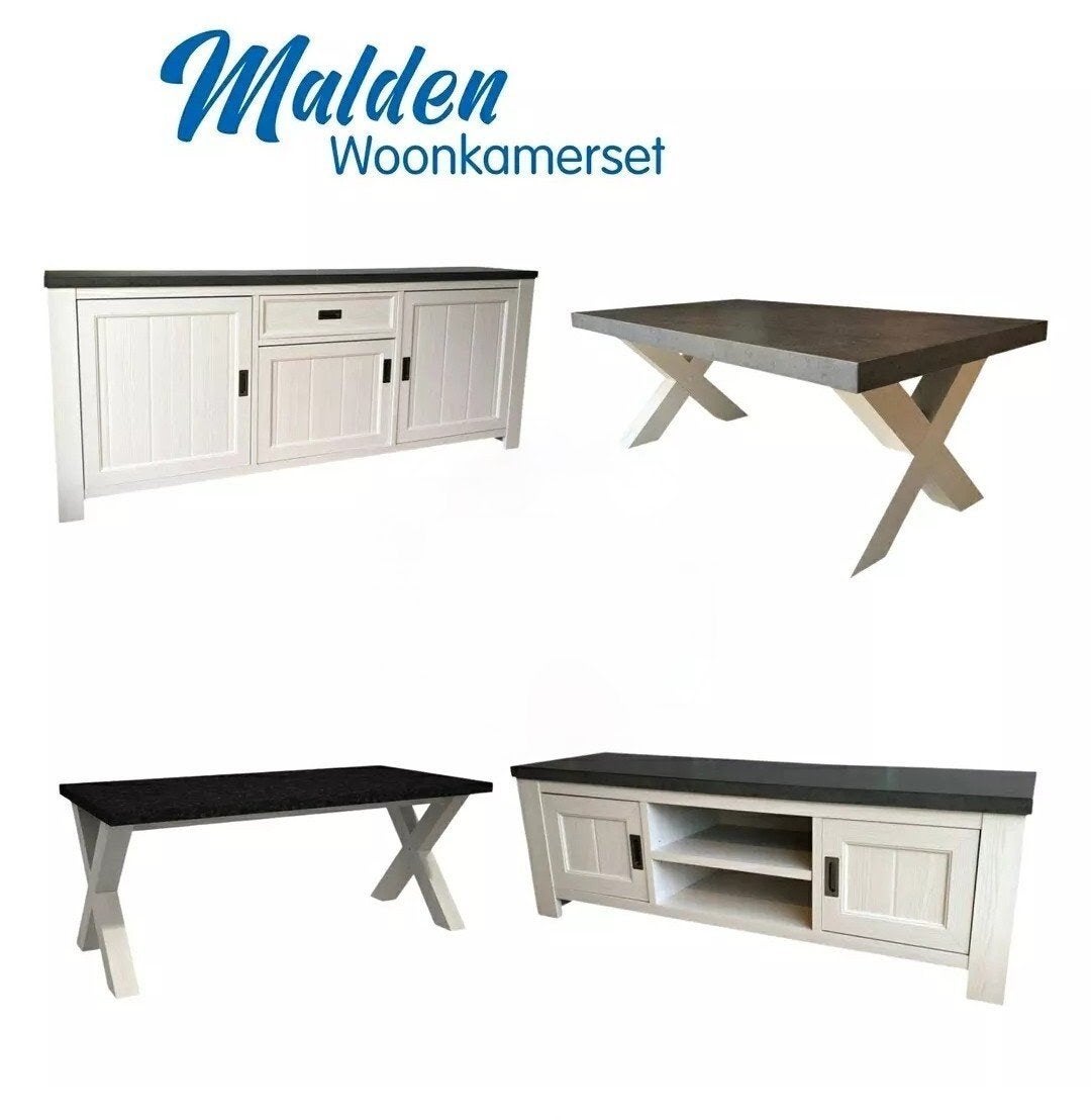 Meubelset Malden & 4x eetkamerstoel - A-Meubel, Ophalen, Gebruikt, Rechthoekig