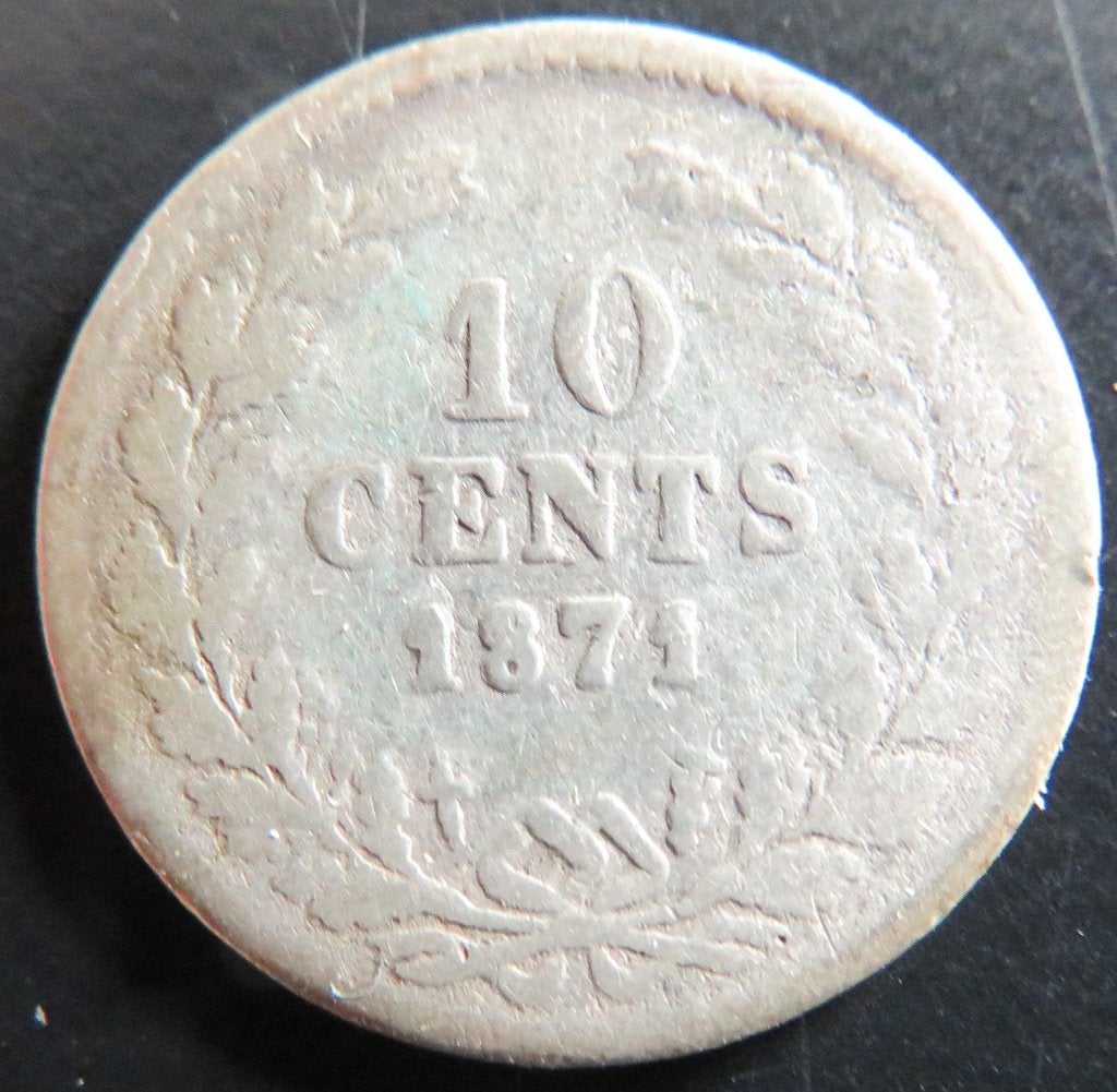 10 Cent 1871, Postzegels en Munten, Munten | Nederland, Koning Willem III, Verzenden, Zilver, 10 cent