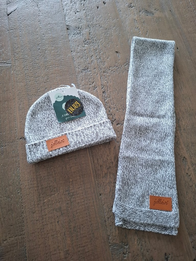 Jollein muts en sjaal Stonewashed grey - mt 1-2 jaar - nieuw, Setje, Jongen of Meisje, Nieuw, Ophalen of Verzenden