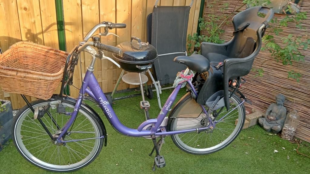 Lek Moederfiets Reflection 26 inch - fietstoeltjes ook t.k, Mandje, Gebruikt, Minder dan 47 cm, 1 zitje