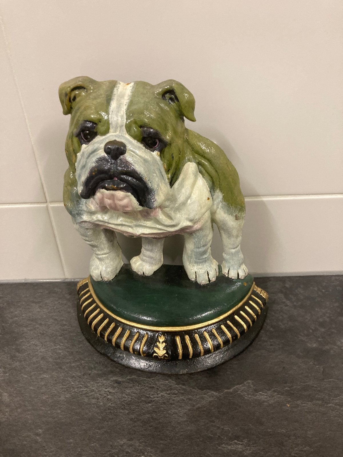 Antieke gietijzeren bulldog deurstopper, Ophalen of Verzenden