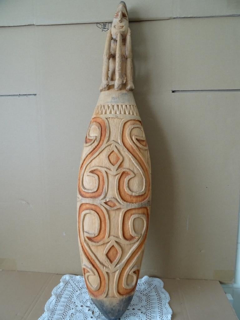 Houten schaal Asmat Papoea Nieuw Guinea 83cm perahu boot, Antiek en Kunst, Ophalen of Verzenden