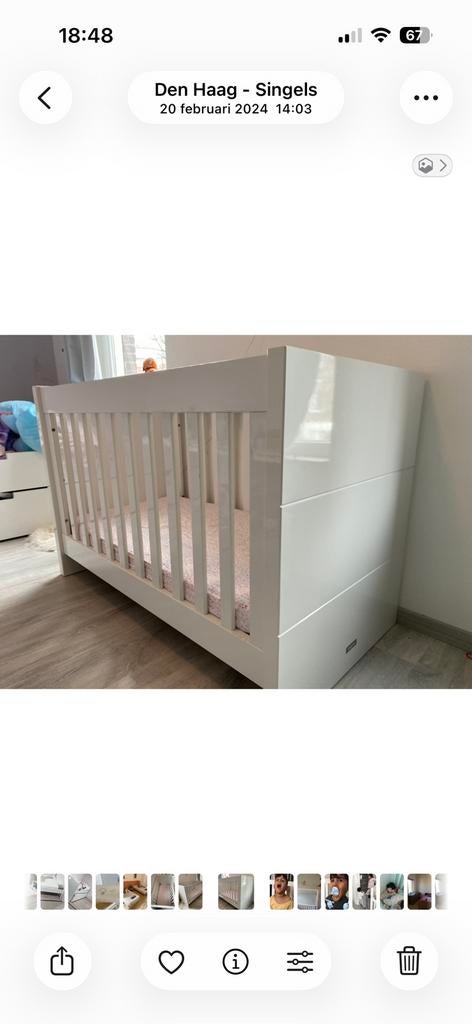 Bopita Ledikant 120x60 wit hoog glans, Ophalen, Gebruikt, Ledikant