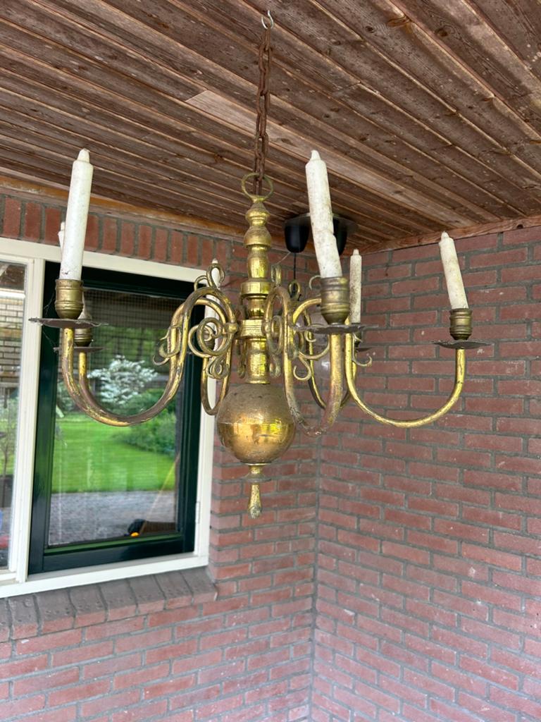 Koperen kroonluchter, Huis en Inrichting, Lampen | Kroonluchters, Ophalen, Gebruikt