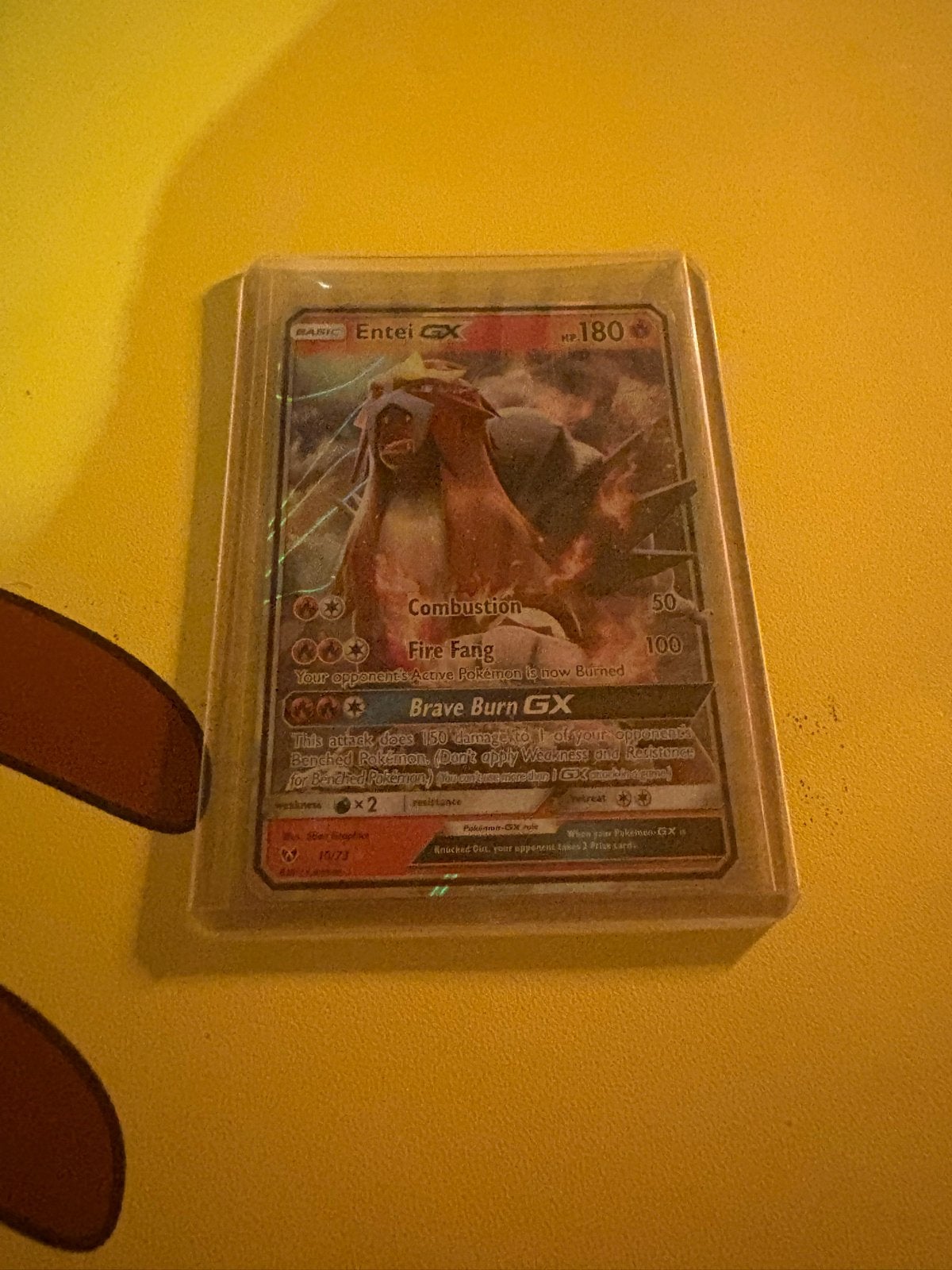 Pokémon Kaart: Entei GX (Foil), Ophalen of Verzenden, Zo goed als nieuw, Losse kaart, Foil